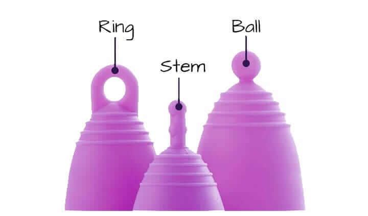 Elección del tipo de asa de la copa menstrual: tallo, bola, anillo