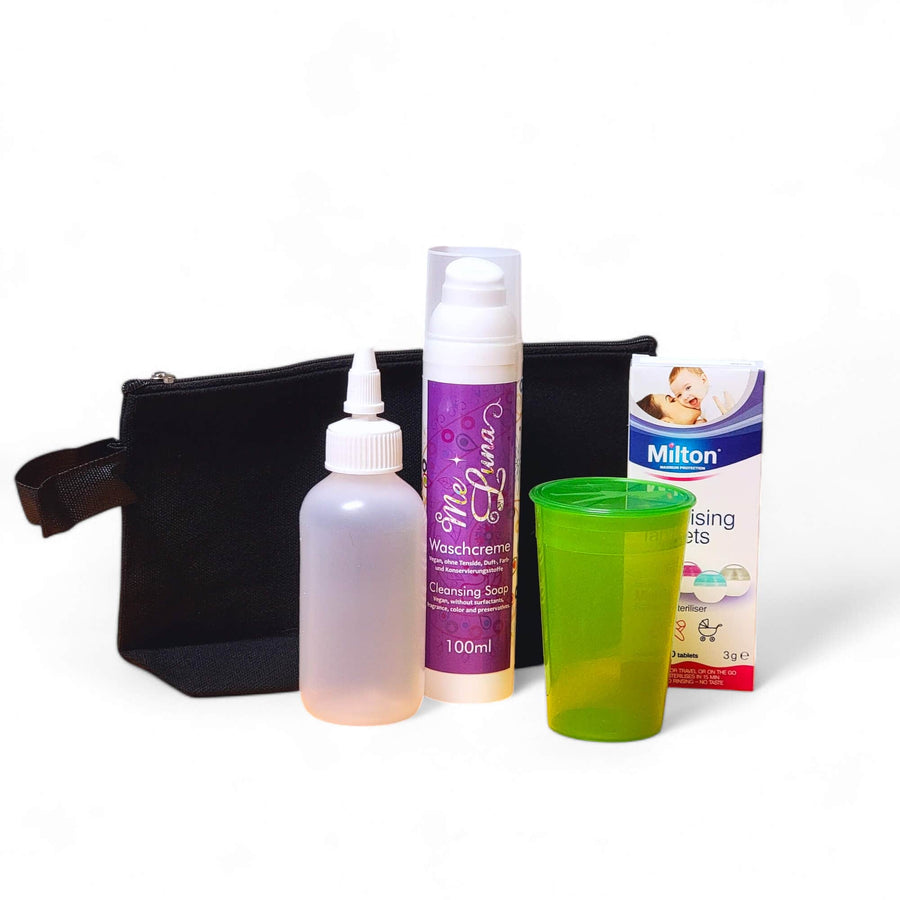 kit de viaje para la limpieza de la copa menstrual