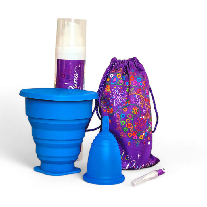 Kit copa menstrual microondas azul